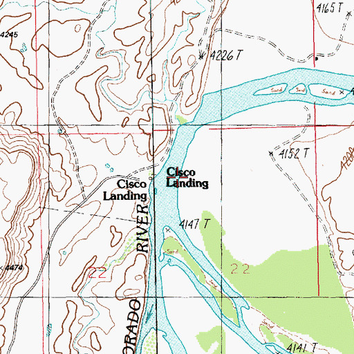 Topographic Map of Cisco Landing, UT