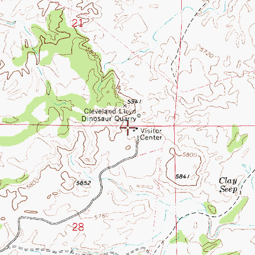 Topographic Map of Cleveland-Lloyd Dinosaur Quarry Campground, UT