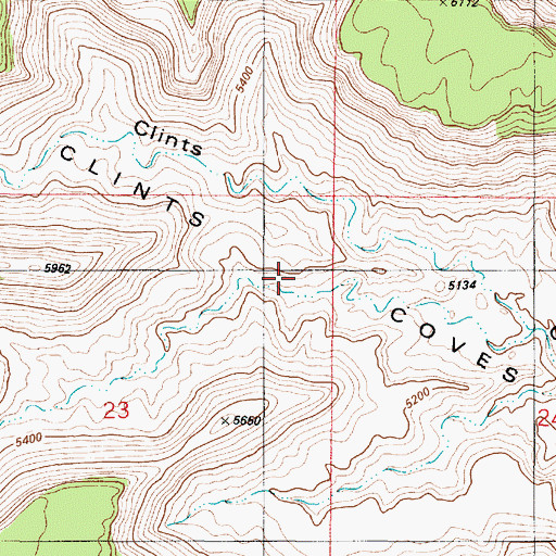 Topographic Map of Clints Coves, UT