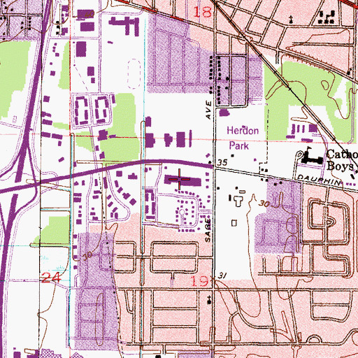 Topographic Map of Midtown Shopping Center, AL