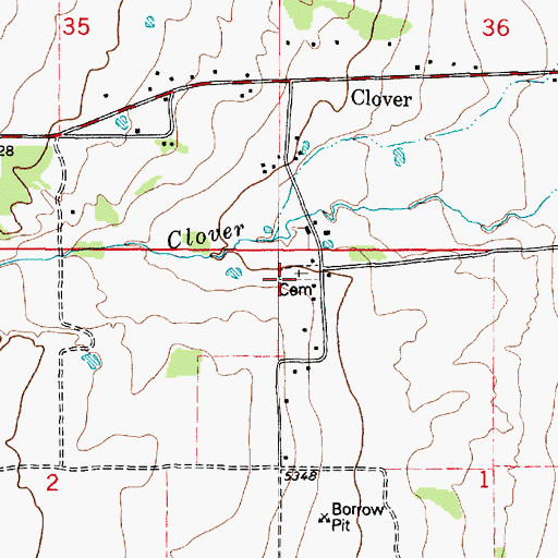 Topographic Map of Clover Cemetery, UT