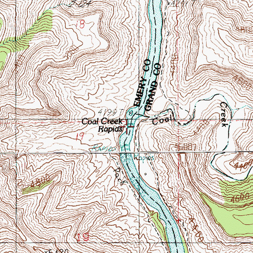 Topographic Map of Coal Creek Rapids, UT