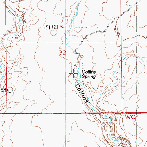 Topographic Map of Collins Spring Trailhead, UT