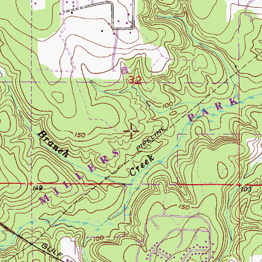Topographic Map of Millers Park, AL