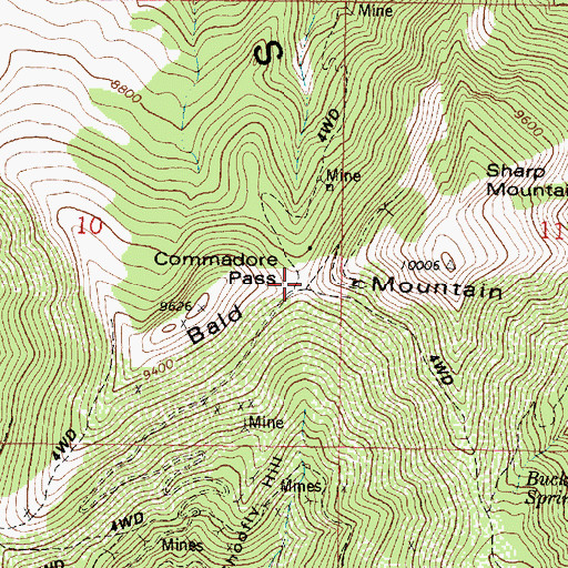 Topographic Map of Commodore Pass, UT