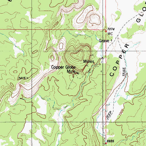 Topographic Map of Copper Golbe Mine, UT