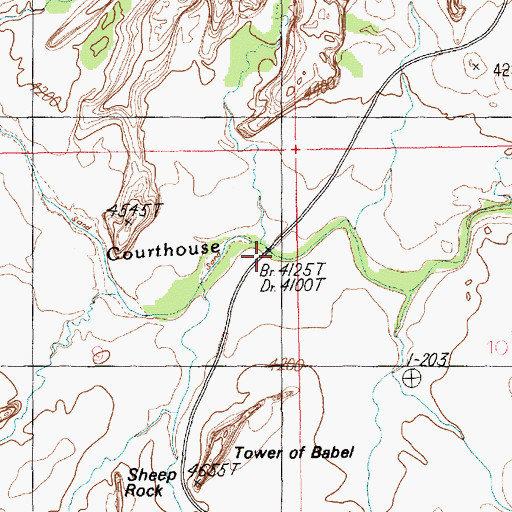 Topographic Map of Courthouse Wash Bridge, UT