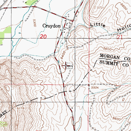 Topographic Map of Croydon Cemetery, UT