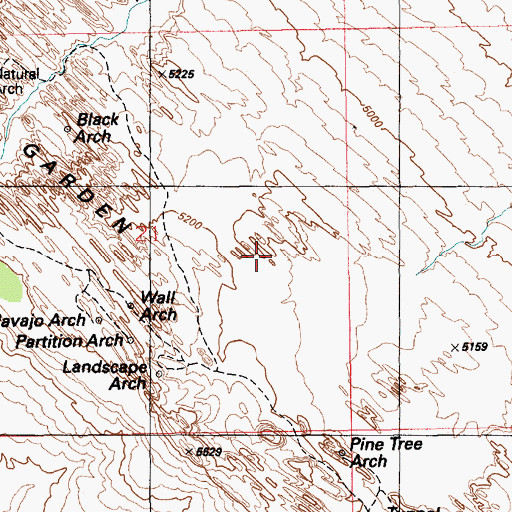 Topographic Map of Crystal Arch, UT
