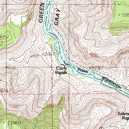 Topographic Map of Curry Rapids, UT