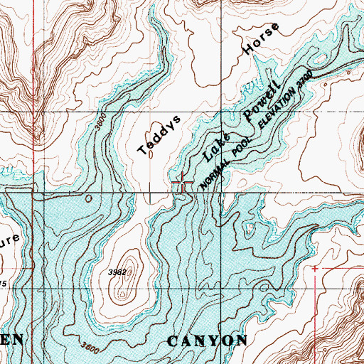 Topographic Map of Dangling Rope Canyon, UT