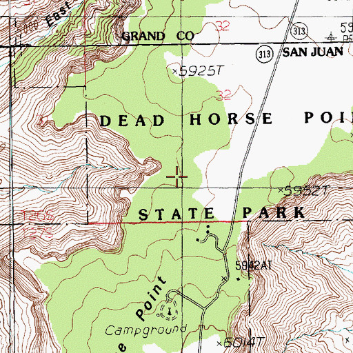 Topographic Map of Dead Horse Point Campground, UT