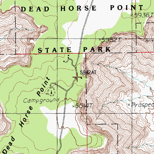 Topographic Map of Dead Horse Point State Park Visitor Center, UT