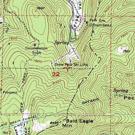 Topographic Map of Deer Valley Resort, UT