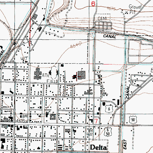 Topographic Map of Delta Middle School, UT
