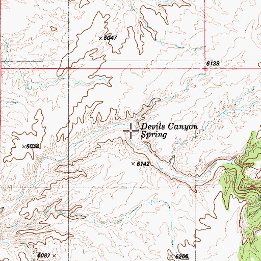 Topographic Map of Devils Canyon Spring, UT