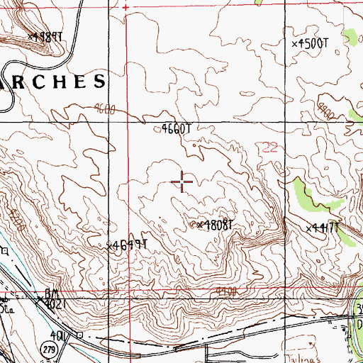 Topographic Map of Devils Garden Campground, UT