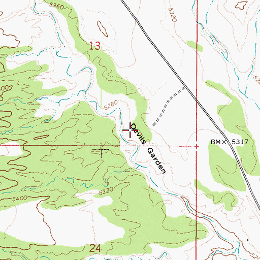 Topographic Map of Devils Garden Campground, UT