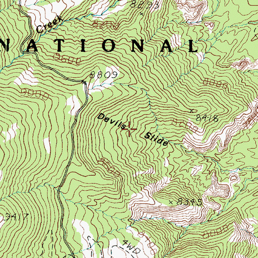 Topographic Map of Devils Slide, UT