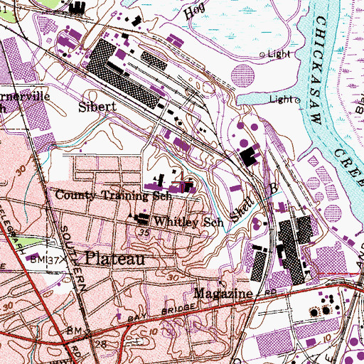 Topographic Map of Mobile County Training School, AL