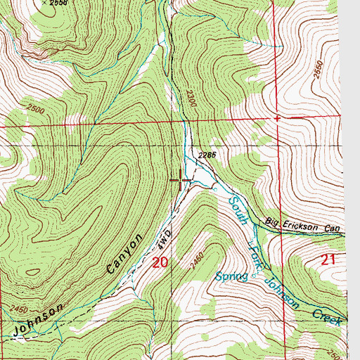 Topographic Map of Dry Fork Johnson Canyon, UT