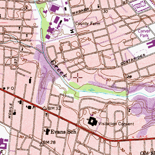 Topographic Map of Mobile County Youth Center, AL