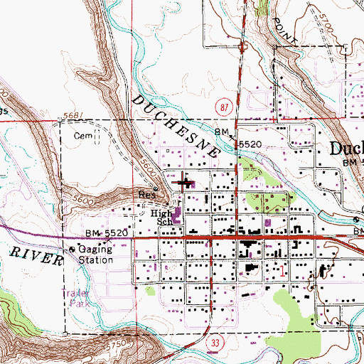 Topographic Map of Duchesne Elementary School, UT