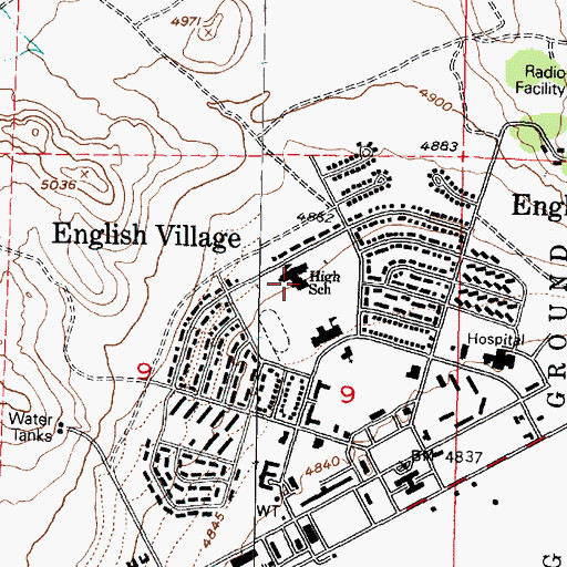 Topographic Map of Dugway High School, UT