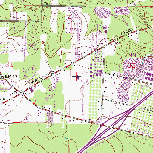 Topographic Map of Mobile Greyhound Park, AL