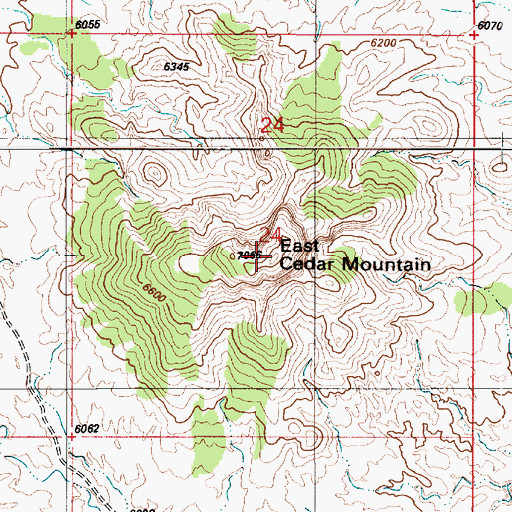 Topographic Map of East Cedar Mountain, UT