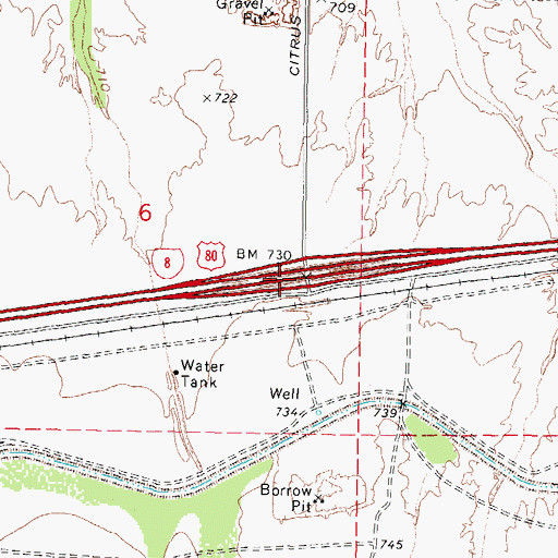 Topographic Map of Citrus Valley Interchange, AZ