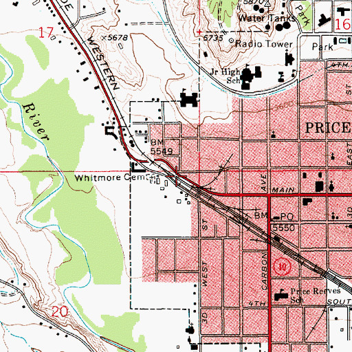 Topographic Map of El Rancho Motel and RV Campground, UT