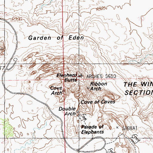 Topographic Map of Elephant Butte, UT