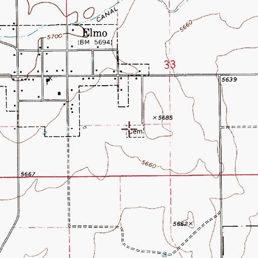 Topographic Map of Elmo Cemetery, UT