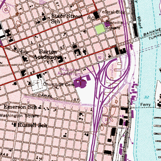 Topographic Map of Mobile Municipal Auditorium, AL
