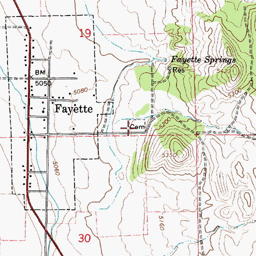 Topographic Map of Fayette Cemetery, UT