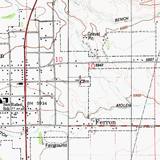 Topographic Map of Ferron City Cemetery, UT