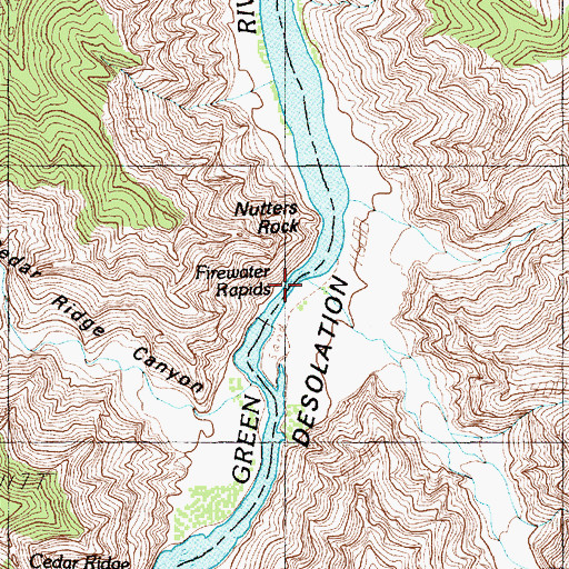 Topographic Map of Firewater Rapids, UT