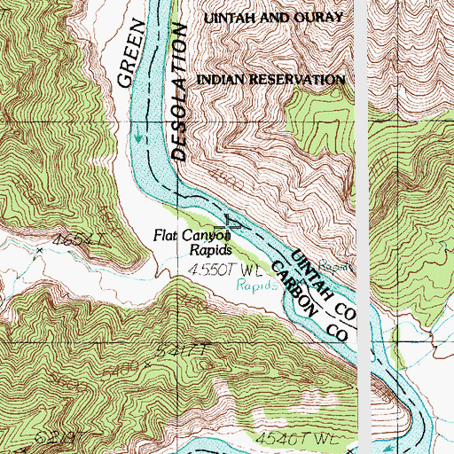 Topographic Map of Flat Canyon Rapids, UT