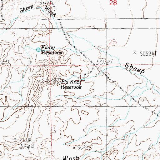 Topographic Map of Flu Knoll Reservoir, UT