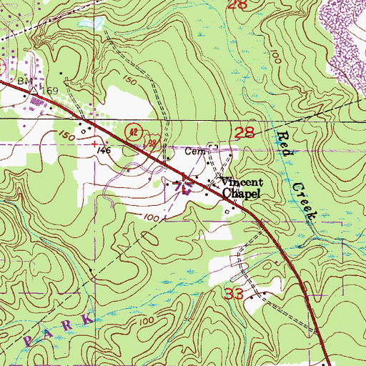 Topographic Map of Moffett Road Assembly of God Church, AL