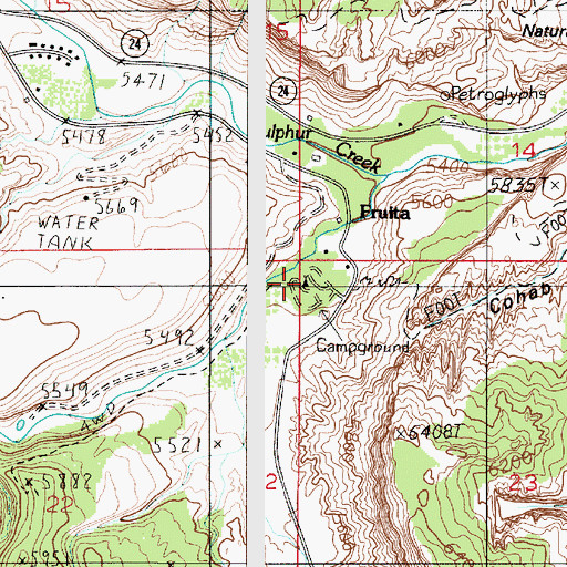 Topographic Map of Fruita Campground, UT