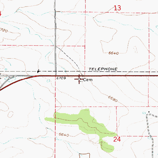 Topographic Map of Fruitland Cemetery, UT