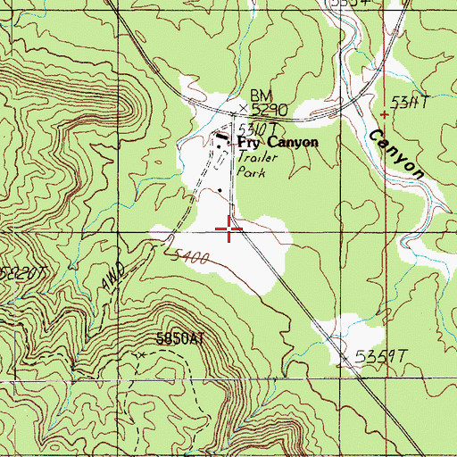 Topographic Map of Fry Canyon Store and RV Park, UT