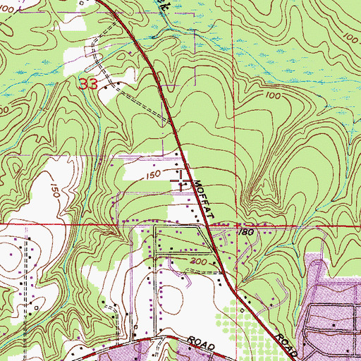 Topographic Map of Moffat Road Church of Christ, AL