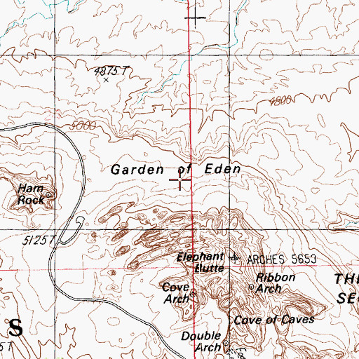 Topographic Map of Garden of Eden, UT