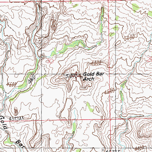 Topographic Map of Gold Bar Arch, UT