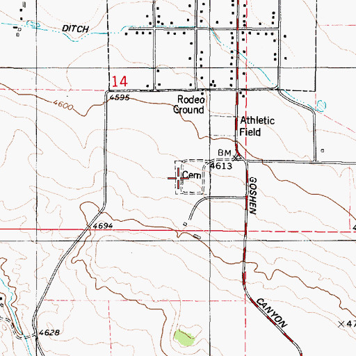 Topographic Map of Goshen Cemetery, UT