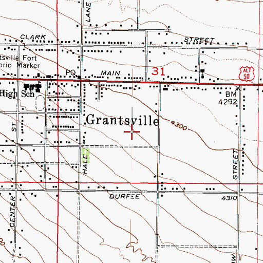 Topographic Map of Grantsville High School, UT