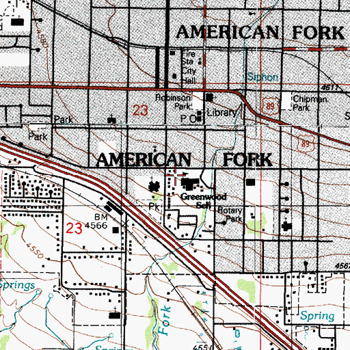 Topographic Map of Greenwood Elementary School, UT